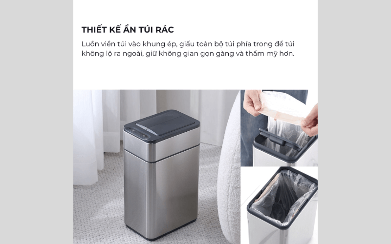 Thùng rác cảm biến ELPHECO mở hai cánh có kẹp giữ túi rác nhiều dung tích, nhiều màu