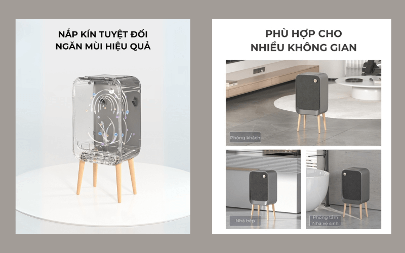 Thùng rác cảm biến ELPHECO mở hai cánh có chân 20L, nhiều màu