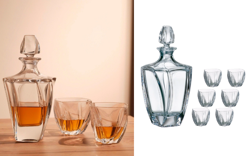 Bộ bình rượu Whisky BOHEMIA Neptune Crystal gồm 1 bình 0,7 lit + 6 cốc dung tich 300ml