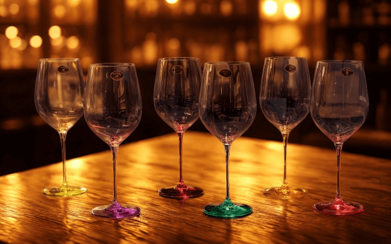 Set 6 ly vang Uria màu chân 480ml Crystal Bohemia