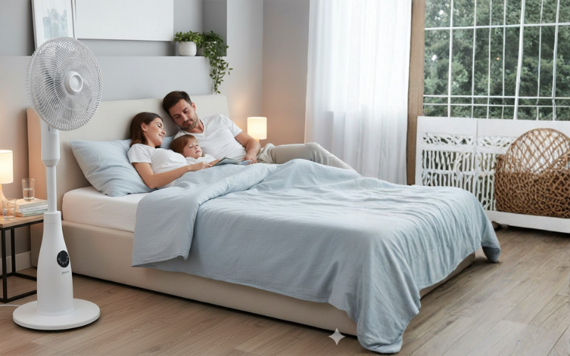 Quạt cây phun sương tạo ẩm cao cấp Joelyns màu trắng