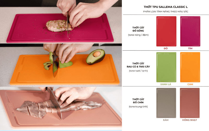 Thớt SalleMa Classic L phân loại màu sắc thông minh