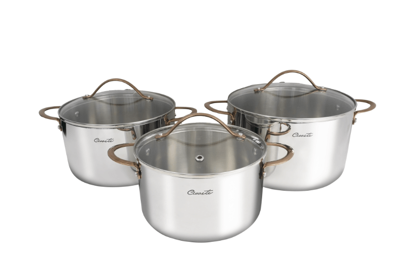 Nồi inox 304 cao cấp Ciwete nắp kính, nhiều kích cỡ