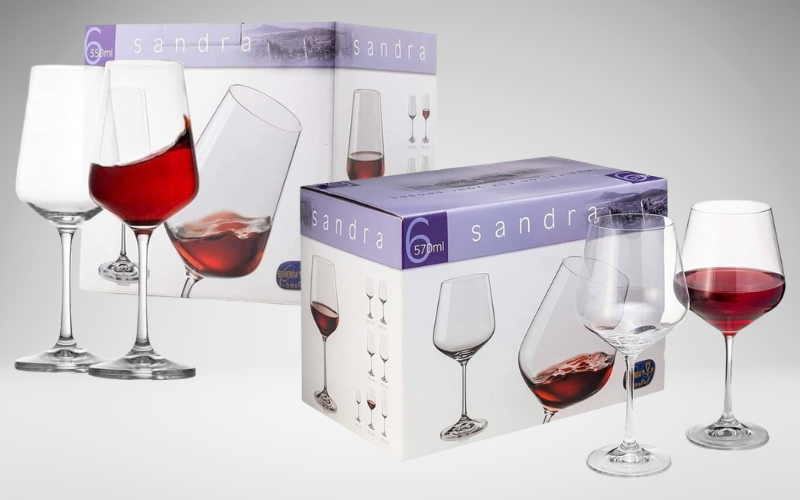 Bộ 6 ly vang Bohemia Sandra nhiều dung tích