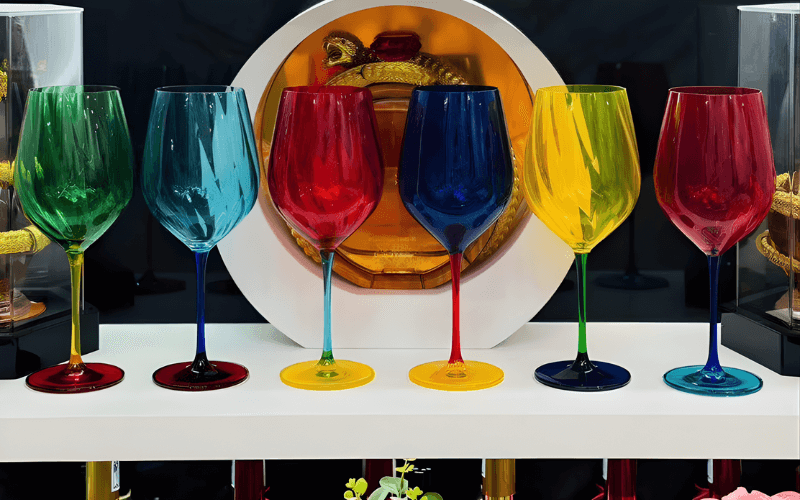 Set 6 ly vang Uria màu 600ml Crystal Bohemia