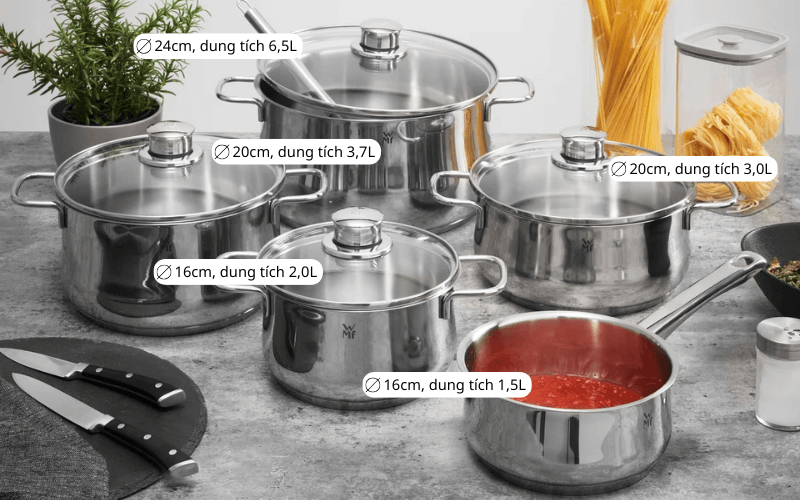 Bộ nồi WMF Diadem Plus 5 món kèm quánh