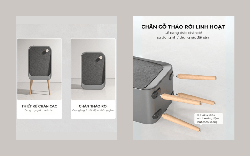 Thùng rác cảm biến ELPHECO mở hai cánh có chân 20L, nhiều màu