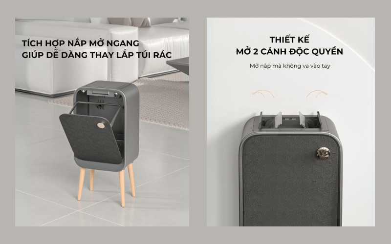 Thùng rác cảm biến ELPHECO mở hai cánh có chân 20L, nhiều màu