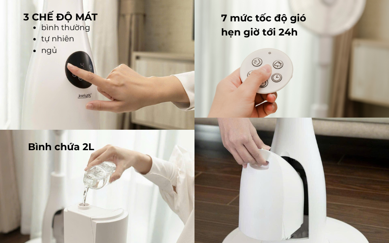 Quạt cây phun sương tạo ẩm cao cấp Joelyns màu trắng