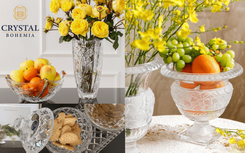 Đĩa 4 múi mài dâu 33cm Crystal Bohemia