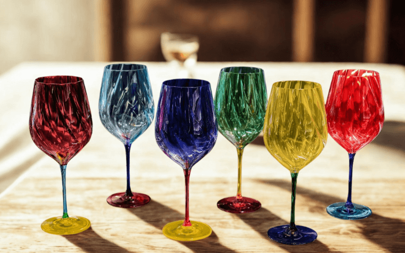 Set 6 ly vang Uria màu 600ml Crystal Bohemia