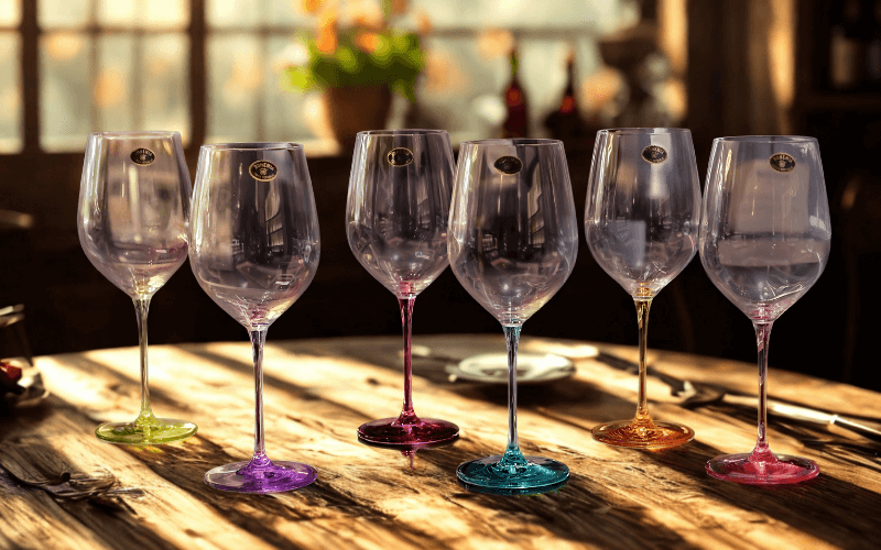 Set 6 ly vang Uria màu chân 480ml Crystal Bohemia