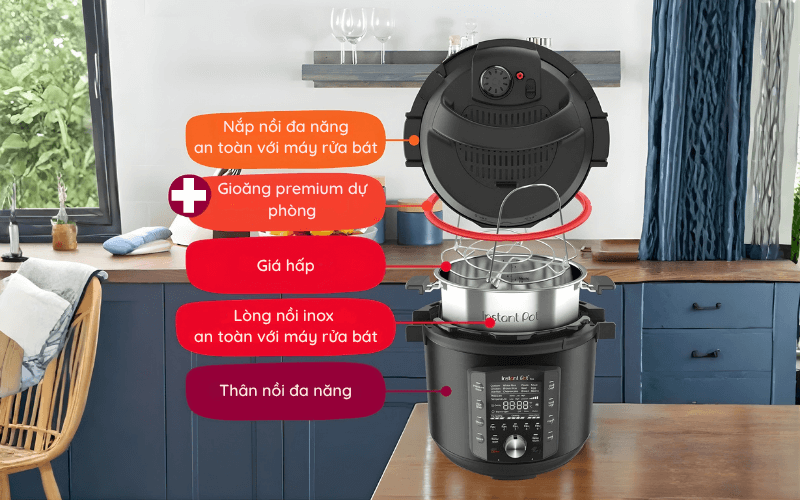 Bộ phụ kiện nồi áp suất điện Instant Pot Pro 60 2026 5,7 Lit 10in1