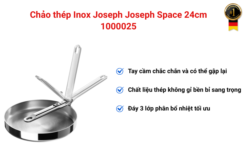 Chảo thép Inox Joseph Joseph Space 24cm 1000025