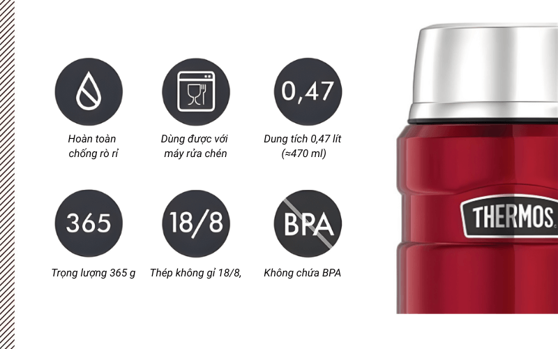 Bình ủ cháo và đựng thức ăn giữ nhiệt Thermos 470ml nhiều màu
