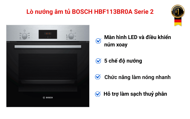 Lò nướng âm tủ BOSCH HBF113BR0A Serie 2 chính hãng