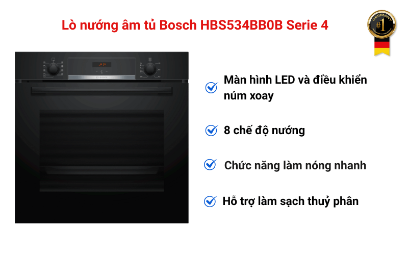 Lò nướng âm tủ BOSCH HBS534BB0B Serie 4