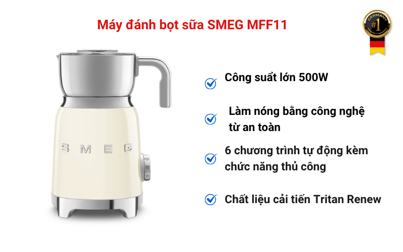 Máy đánh bọt sữa SMEG MFF11 chính hãng
