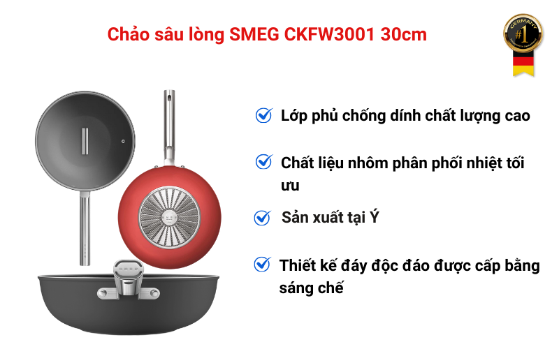 Chảo sâu lòng SMEG CKFW3001 30cm