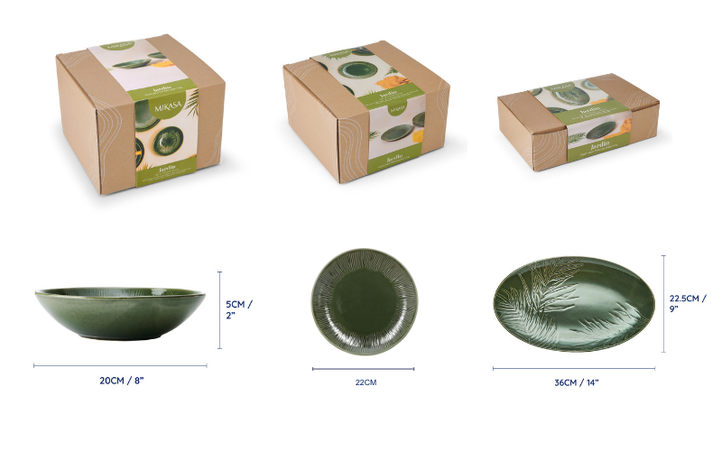 Đồ dùng bàn ăn Mikasa Jardin nhiều món, chất liệu gốm đá