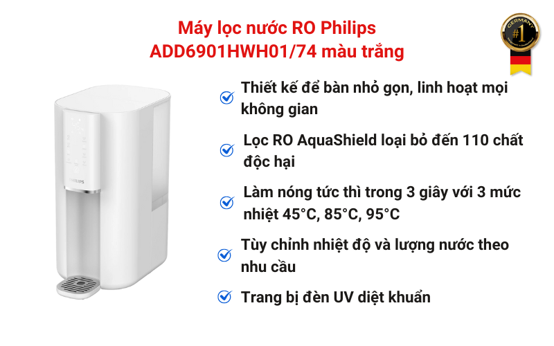 Máy lọc nước RO Philips ADD6901HWH01/74 màu trắng