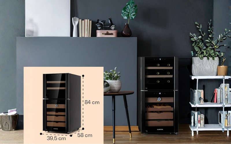 Tủ tích hợp cigar, rượu vang Klarstein 89L