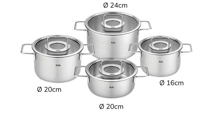 Bộ nồi Fissler Pure Collection 4 món vung kính made in Germany