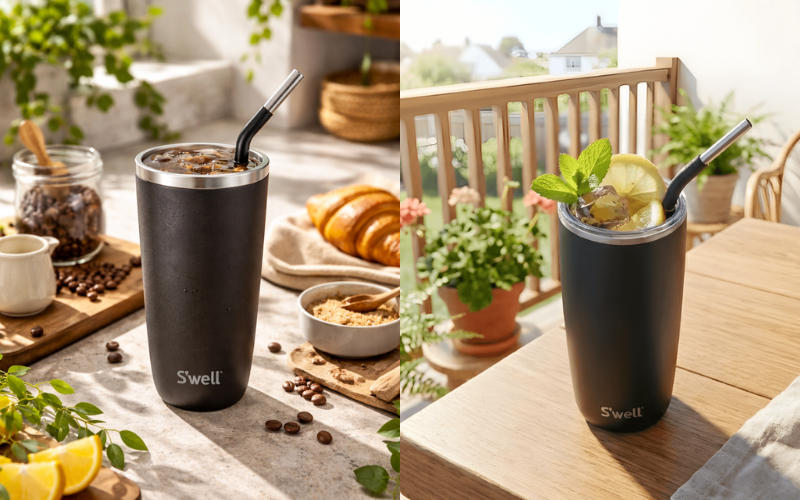 Cốc cách nhiệt S'Well bằng thép không gỉ, 700ml, kèm ống hút