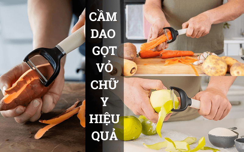 Cách cầm dao gọt chữ Y KitchenAid Coreline KAG145