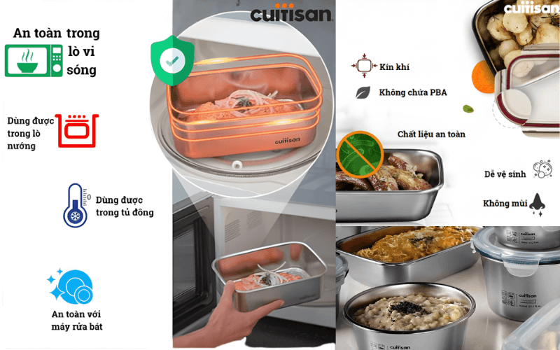 Hộp Inox Cao Cấp Cuitisan Simple nhiều dung tích