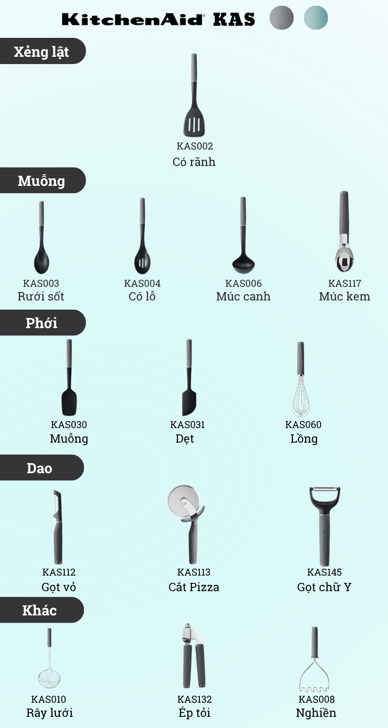 Bộ sưu tập dụng cụ nấu nướng KitchenAid KAS