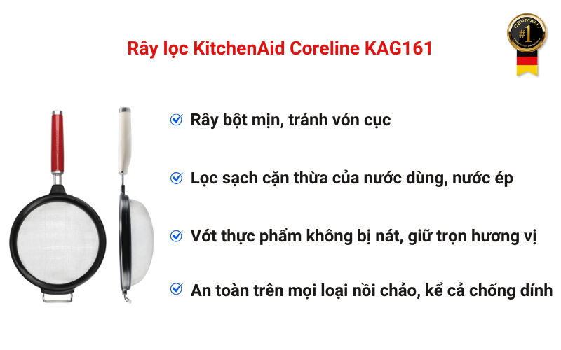 Rây lọc KitchenAid Coreline KAG161 tiện lợi nấu nướng