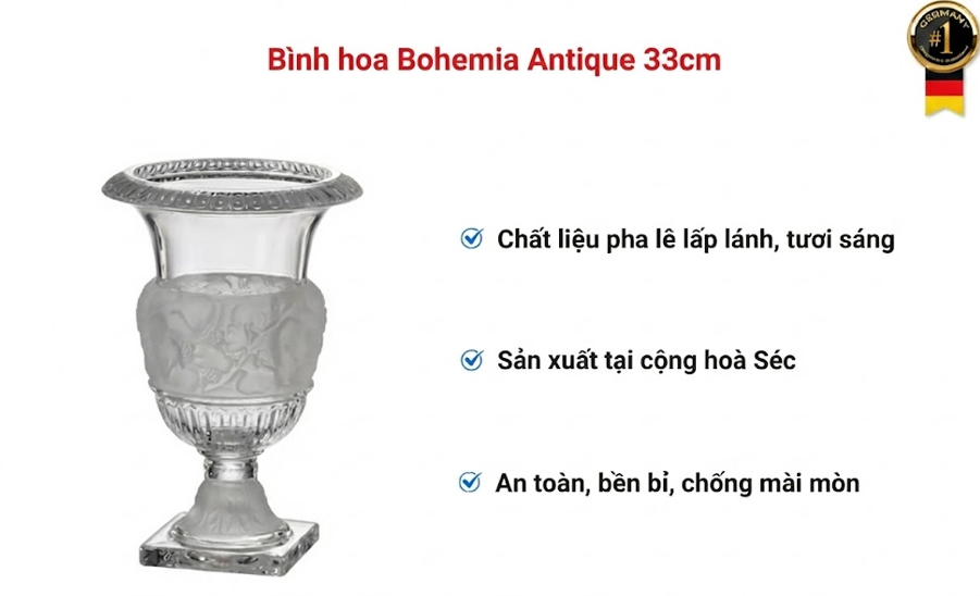 Lọ hoa pha lê chân đế Ponti 33cm