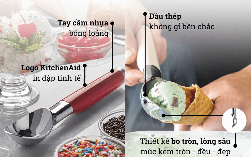 Thiết kế muỗng múc kem KitchenAid Coreline KAG117 tiện dụng