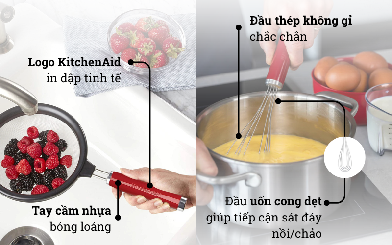 Phới lồng đánh trứng dẹt KitchenAid Coreline KAG062 uốn cong tiện lợi
