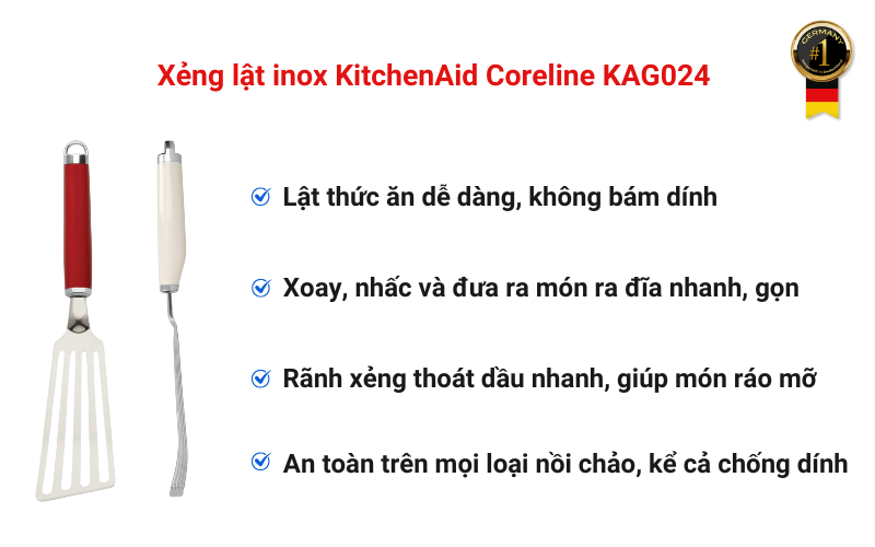 Xẻng lật inox KitchenAid Coreline KAG024
