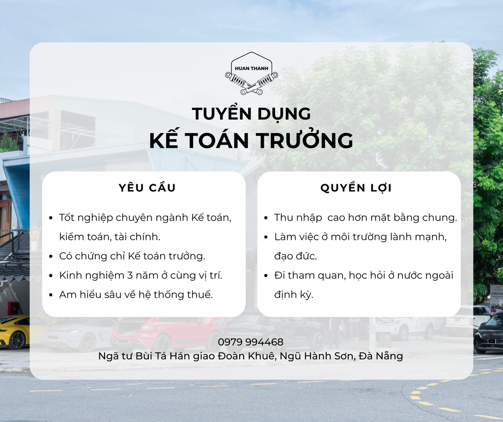 TUYỂN DỤNG KẾ TOÁN TRƯỞNG