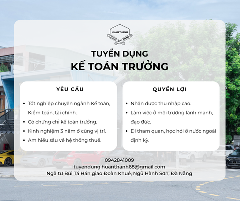 TUYỂN DỤNG KẾ TOÁN TRƯỞNG