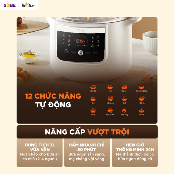 12 chế độ nấu tự động - làm bếp mà không cần canh
