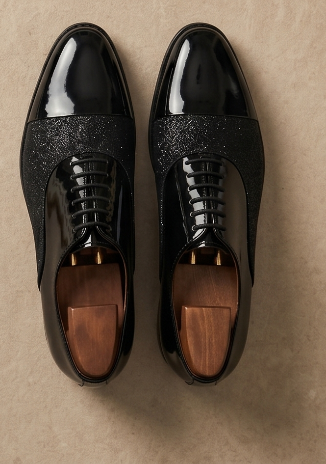 PATENT OXFORD GLITTER SADDLE