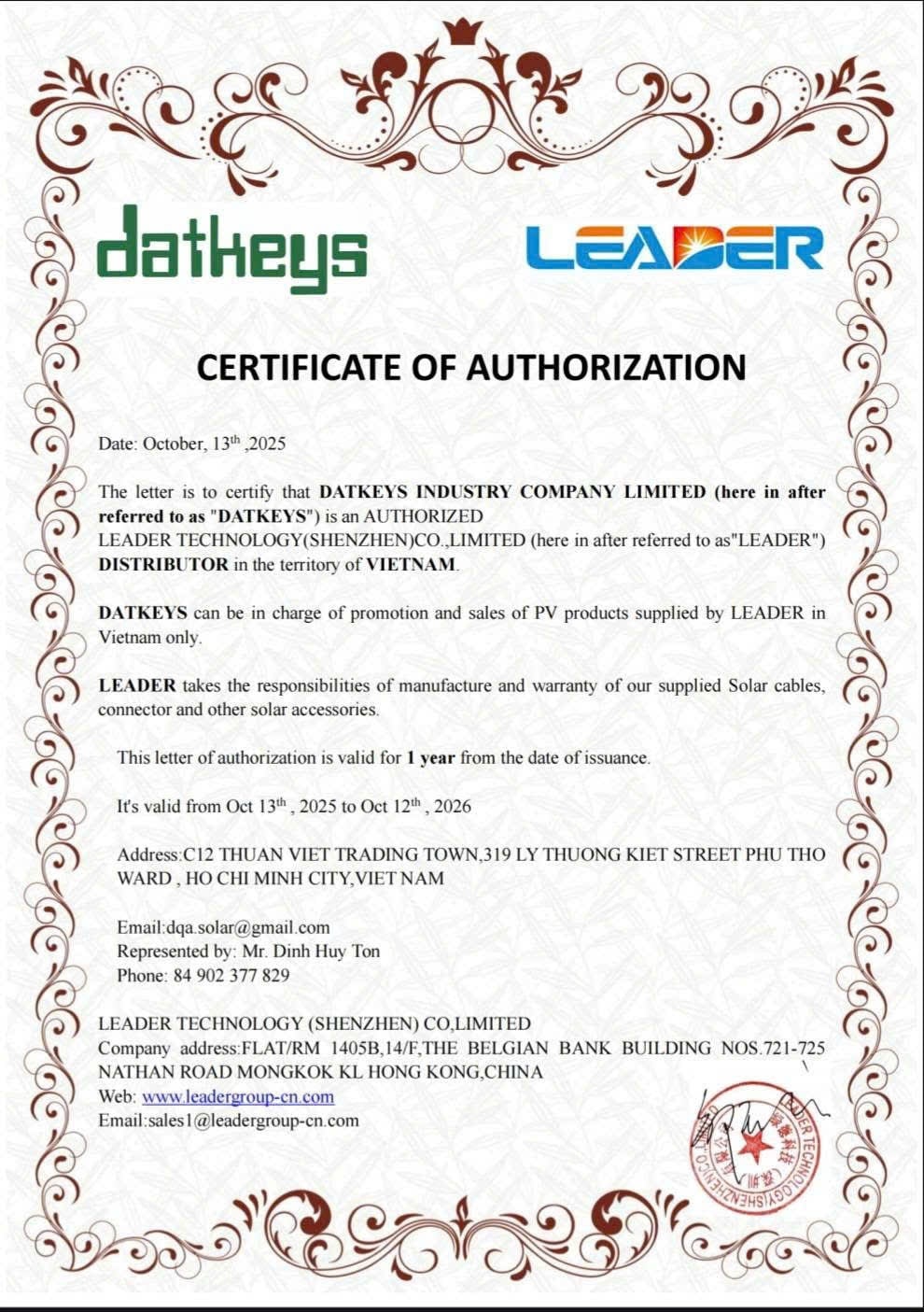 Datkeys chính thức trở thành nhà phân phối chính thức của Leader: Mở ra chương mới cho năng lượng sạch tại Việt Nam