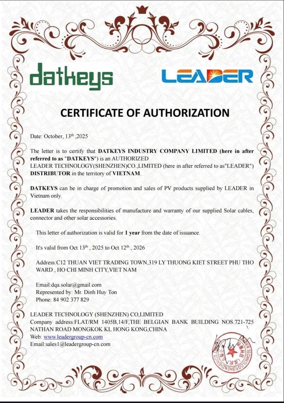 Datkeys chính thức trở thành nhà phân phối chính thức của Leader: Mở ra chương mới cho năng lượng sạch tại Việt Nam