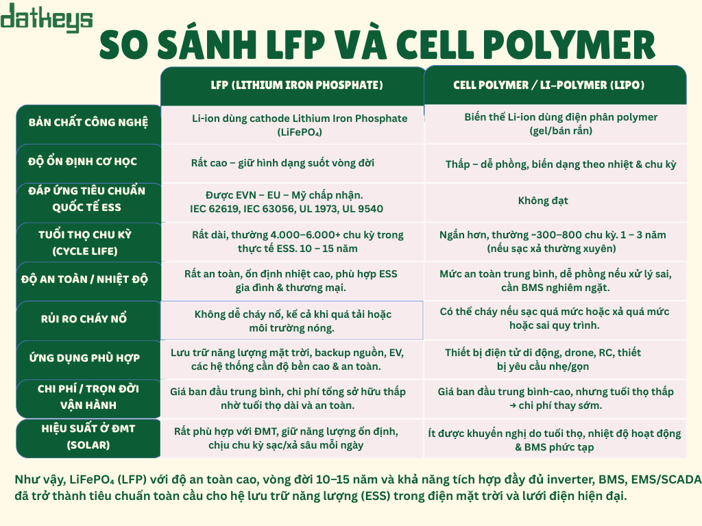 Đừng Nhầm Lẫn: Cell Polymer Không Phải Pin Lưu Trữ Điện Mặt Trời Chuyên Dụng