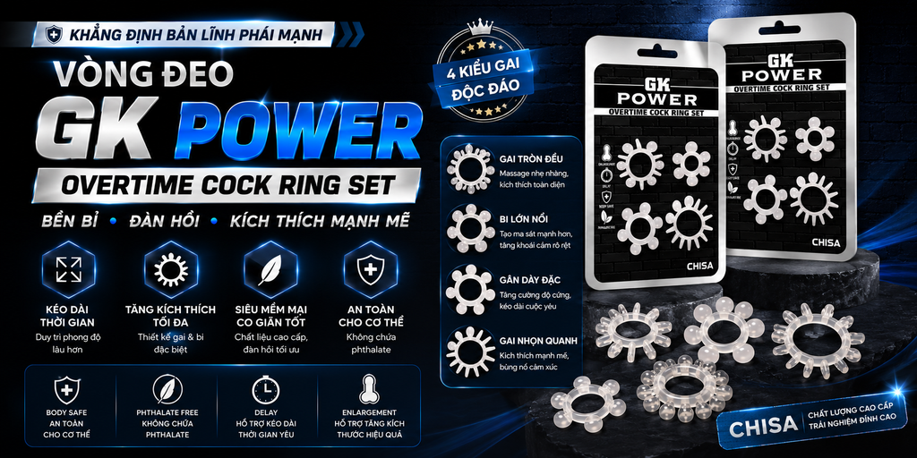 Chisa GK Power Overtime Cock Ring Set | Bộ 4 Vòng Silicone TPE