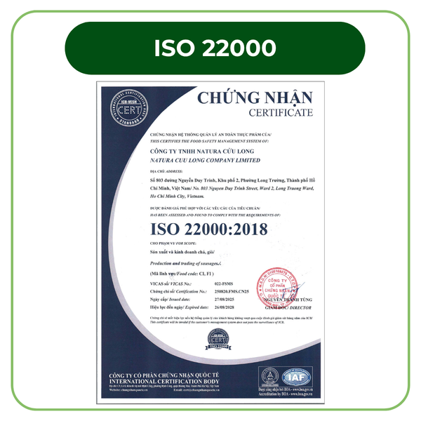 Giò chả Cửu Long PureLife - thịt heo nóng, không hàn the