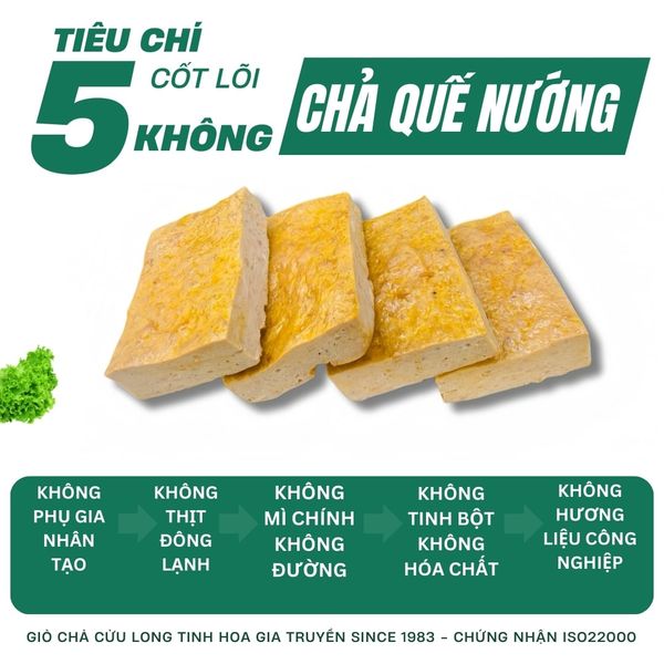 Chả quế nướng tiên phong Việt Nam với thành phần tự nhiên.