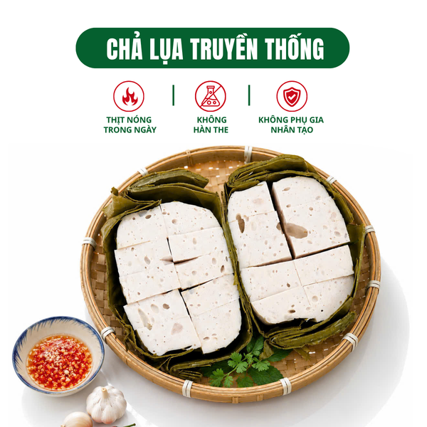 Giò chả Cửu Long PureLife - thịt heo nóng, không hàn the