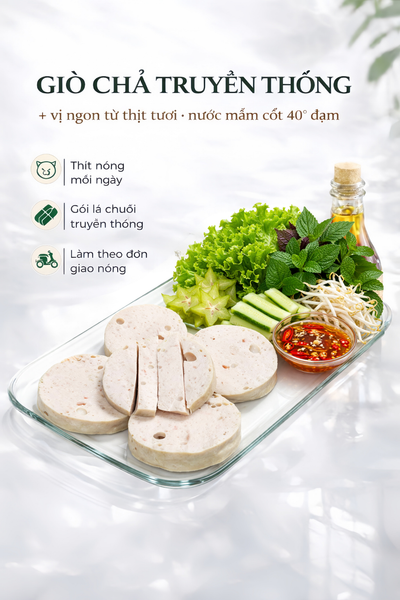 Giò chả Cửu Long PureLife - thịt heo nóng, không hàn the
