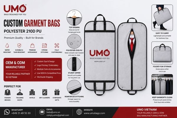 Custom Garment Bags Made from Polyester 210D PU