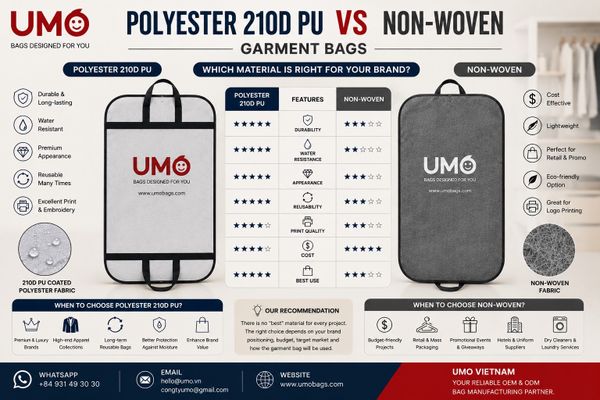 Polyester 210D PU vs. Non-Woven Garment Bags: Which Material Is Right for Your Brand?